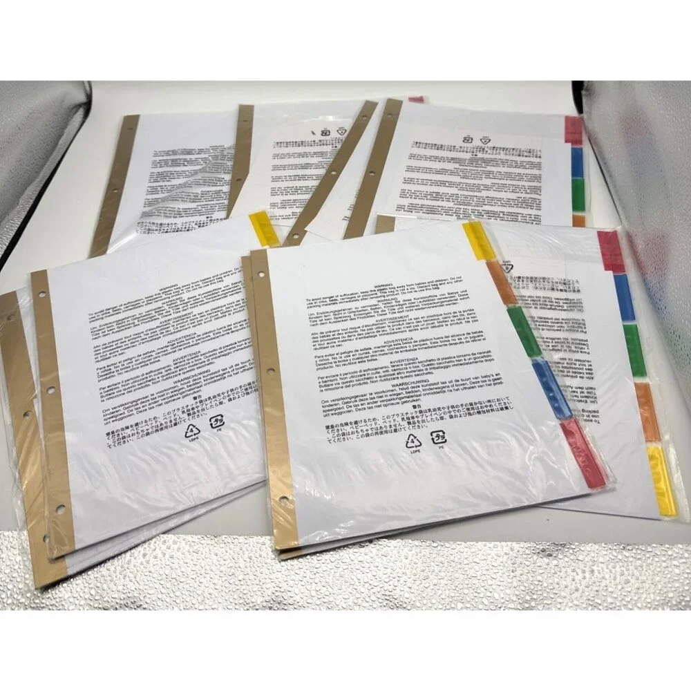 5-Tab Binder Dividers with tags Insertable Multicolor Big Tabs, 9 sets NEW